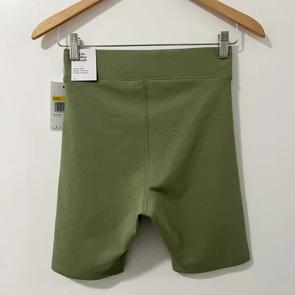 Nike Womens High Rise Tight Fit Biker Shorts Olive Green Size Small - Picture 3 of 9